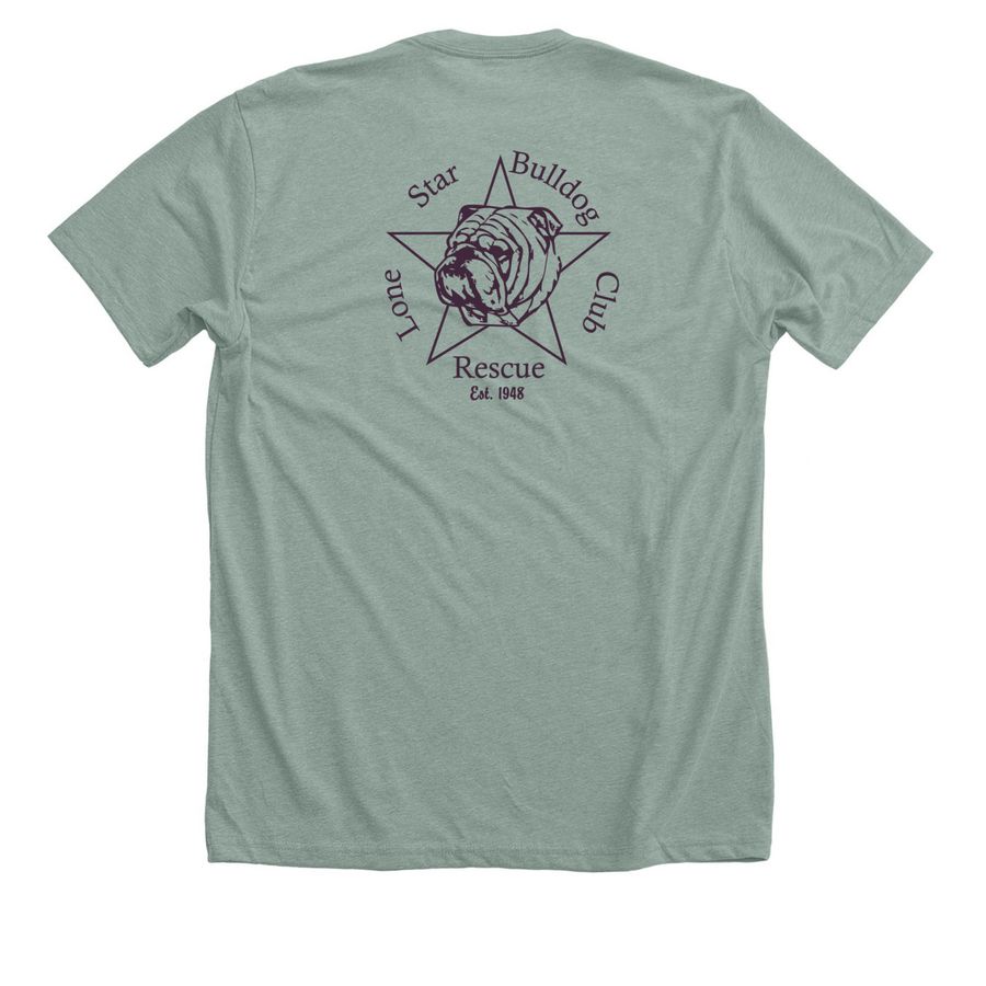 Bull-O-Ween's 20th anniversary, a Heather Sage Premium Unisex Tee (back-view)