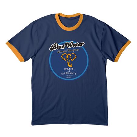 Water for Elephants Show Shirts, a Navy/ Gold Cotton Ringer Tee