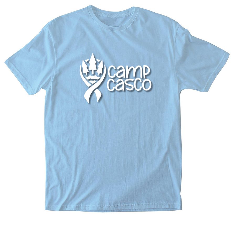 Comfy Tops (White Logo), a Light Blue Softstyle Cotton Tee