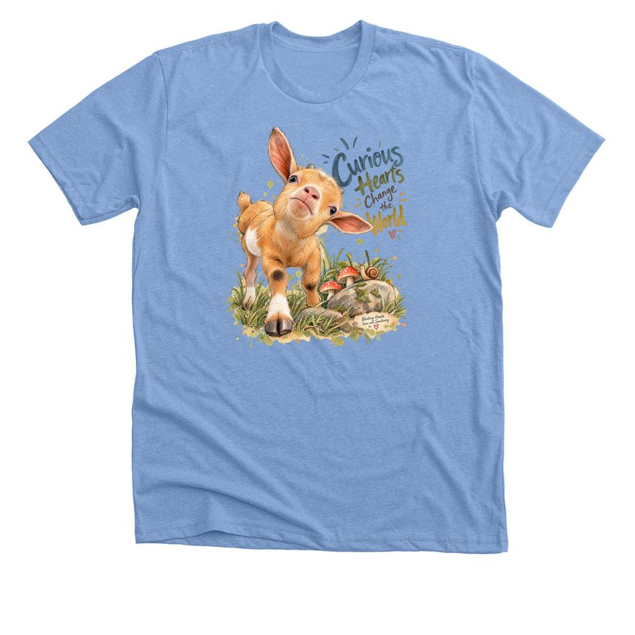 Curious Hearts Change the World ???, a Heather Carolina Blue Premium Unisex Tee