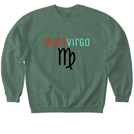 Team Virgo, a Military Green Softstyle Crewneck Sweatshirt