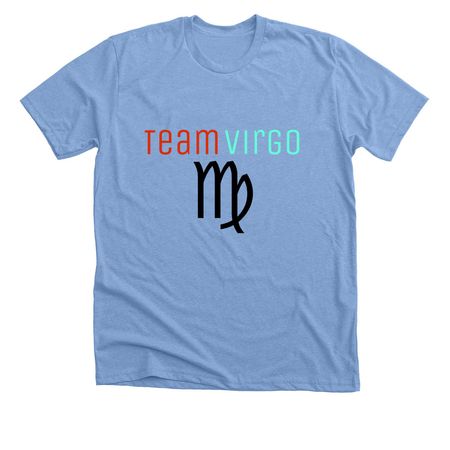 Team Virgo, a Heather Carolina Blue Premium Unisex Tee