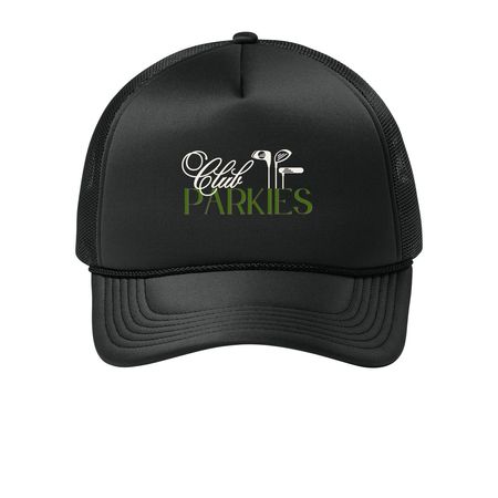 Club Parkies Hats, a Deep Black Printed Foam Trucker Hat