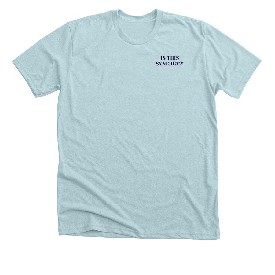 Is This Synergy?! P&W Logo, a Heather Ice Blue Premium Unisex Tee