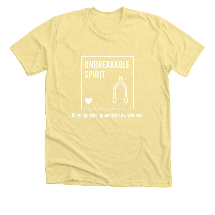 Osteogenesis Imperfecta 2025, a Heather Yellow Gold Premium Unisex Tee