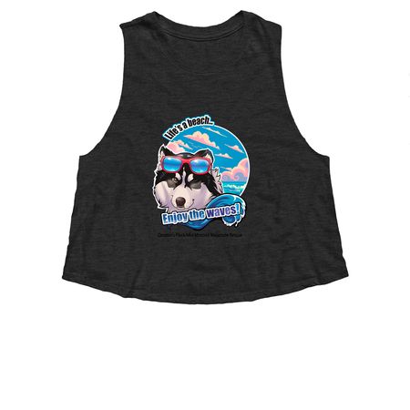 Finish our kennel building&nbsp;, a Dark Grey Heather Women?s Cropped Racerback Tank