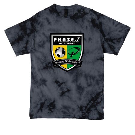 P.H.A.S.E. 1 Crest Drop, a Black Crystal Tie Dye Tee