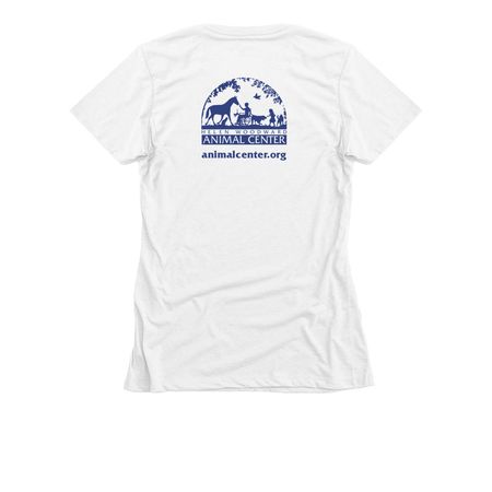 Foster. Adopt. Volunteer. Give., a White Women's Slim Fit Tee (back-view)