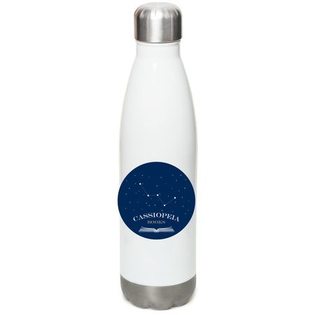 Cassiopeia Books Merch, a White Stainless Steel Water Bottle