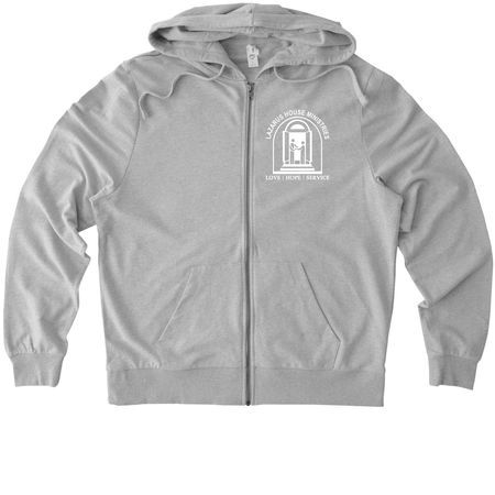 Adult - Front Logo Only, a Granite Grey Heather Allmade Organic French Terry Zip Up Hoodie