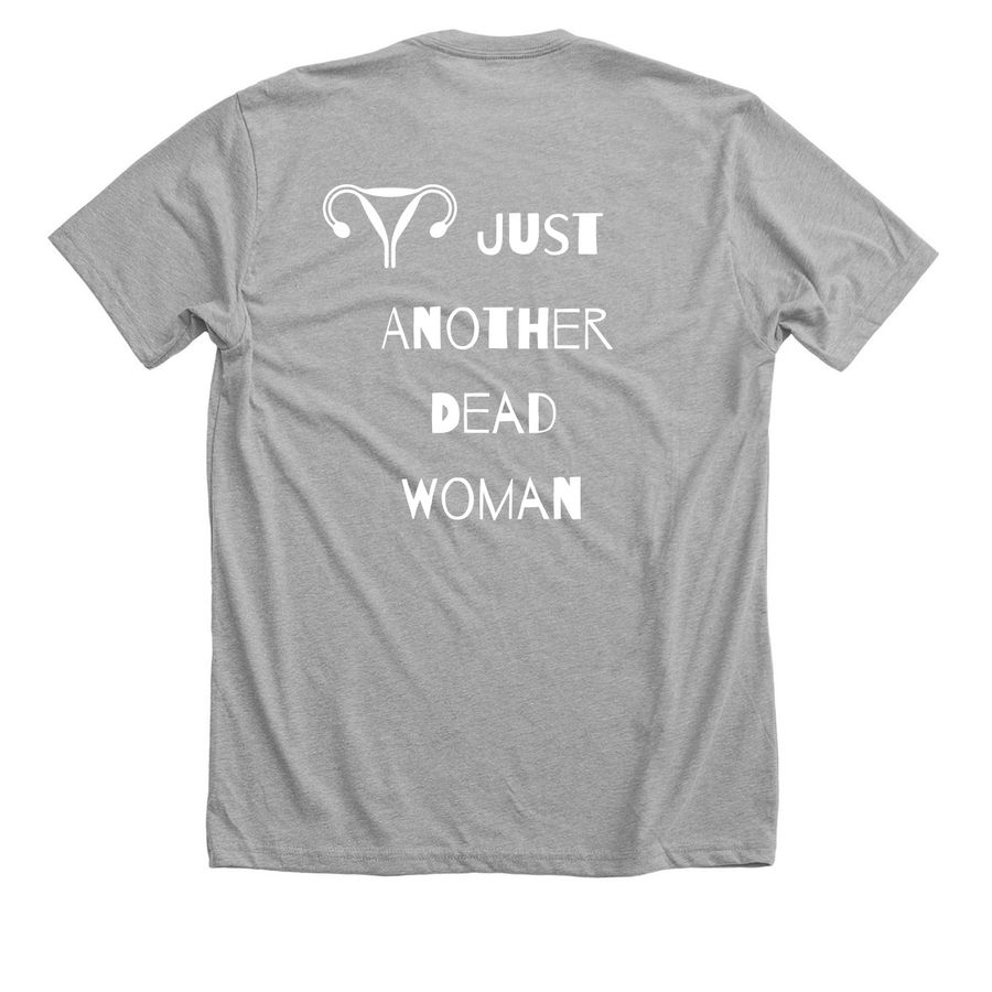 Just Another Dead Woman--JADW, a Athletic Heather Premium Unisex Tee (back-view)