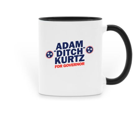 Adam Ditch Kurtz for Governor Coffee Mug, a Black Two-Tone Ceramic Mug