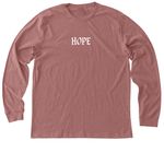 Mercy Ships 2026, a Heather Mauve Premium Long Sleeve Tee (back-view)