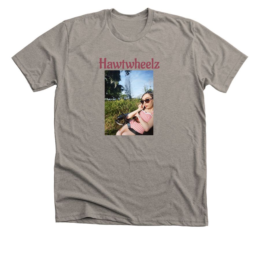Hawtwheelz disability pride tees, a Heather Stone Premium Unisex Tee