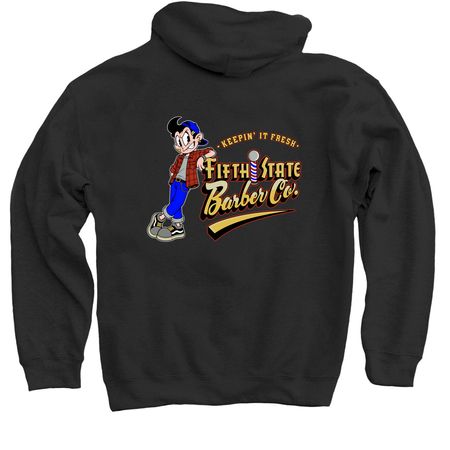 Fifth State Freddie 90s Vibe Hoodie, a Black Pullover Hoodie (back-view)