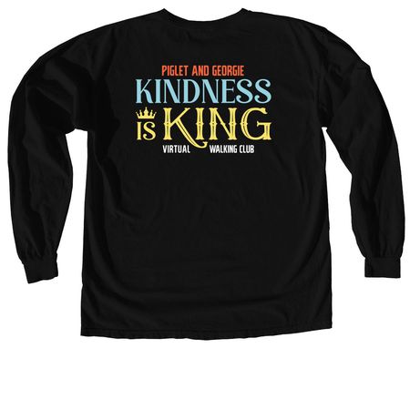 Piglet and Georgie's Virtual Walking Club!, a Black Comfort Colors Long Sleeve Tee (back-view)