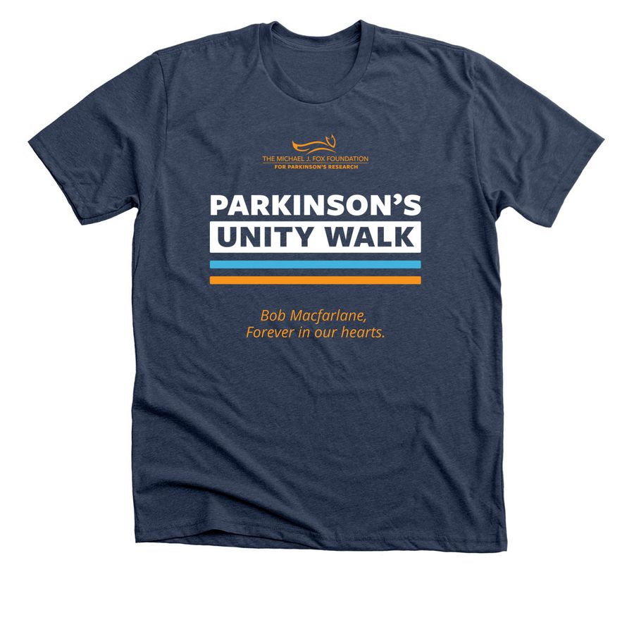 Honoring Bob Macfarlane, a Heather Navy Premium Unisex Tee