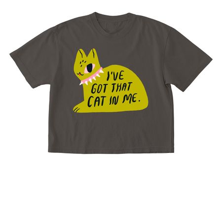 I've Got That Cat In Me Midcentury Green, a Pepper Comfort Colors Boxy Tee
