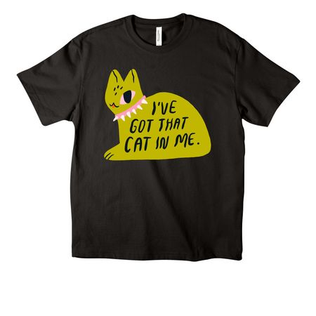 I've Got That Cat In Me Midcentury Green, a Black Unisex Heavyweight Tee