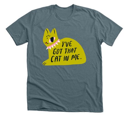 I've Got That Cat In Me Midcentury Green, a Heather Slate Premium Unisex Tee