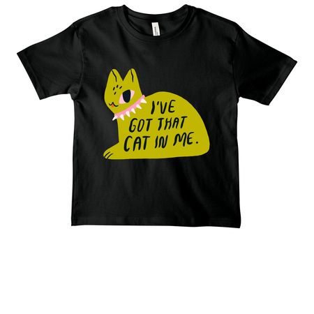 I've Got That Cat In Me Midcentury Green, a Vintage Black Youth Heavyweight Tee