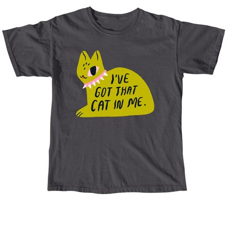I've Got That Cat In Me Midcentury Green, a Graphite Comfort Colors Unisex Tee