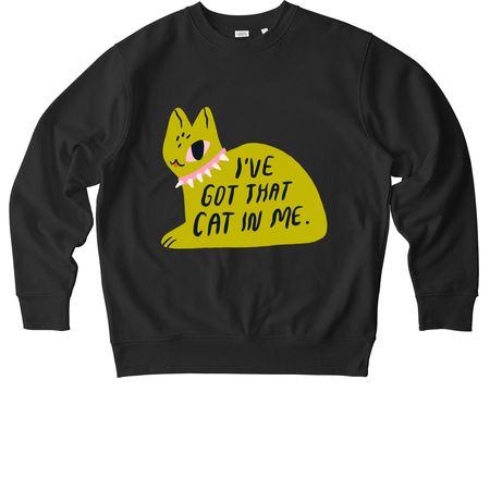 I've Got That Cat In Me Midcentury Green, a Black Stanley/Stella Unisex Changer 2.0 Crewneck Sweatshirt