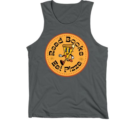 Read Books, Eat Pizza, a Dark Grey Premium Cotton Tank