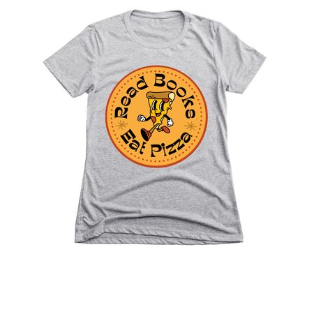 Read Books, Eat Pizza, a Dark Heather Grey Women's Slim Fit Tee