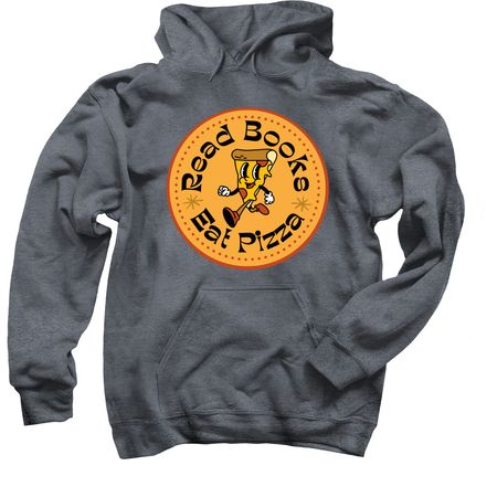 Read Books, Eat Pizza, a Dark Heather Pullover Hoodie