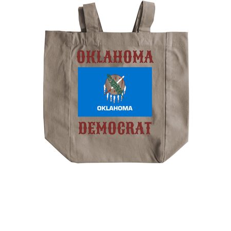 Oklahoma Democrat, a Pumice Recycled Cotton Tote Bag (back-view)