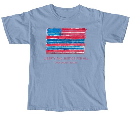 "Liberty and Justice for All" Tee, a Washed Denim Comfort Colors Unisex Tee