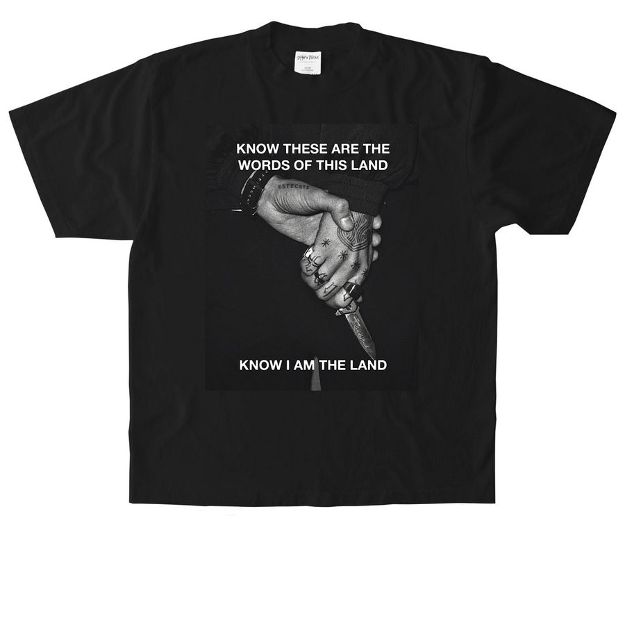 KNOW I AM THE LAND, a Black Heavyweight Garment Dye Tee
