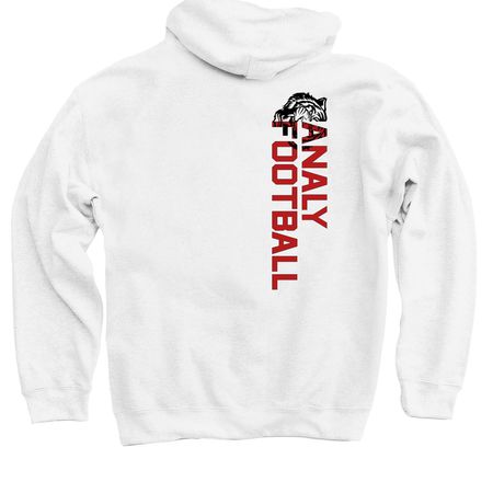 Red Tiger Paw & Black Tiger Analy Football, a White Pullover Hoodie (back-view)