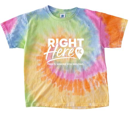 Kids Tie Dye Tee | Right Here - White Logo, a Eternity Youth Tie Dye Tee