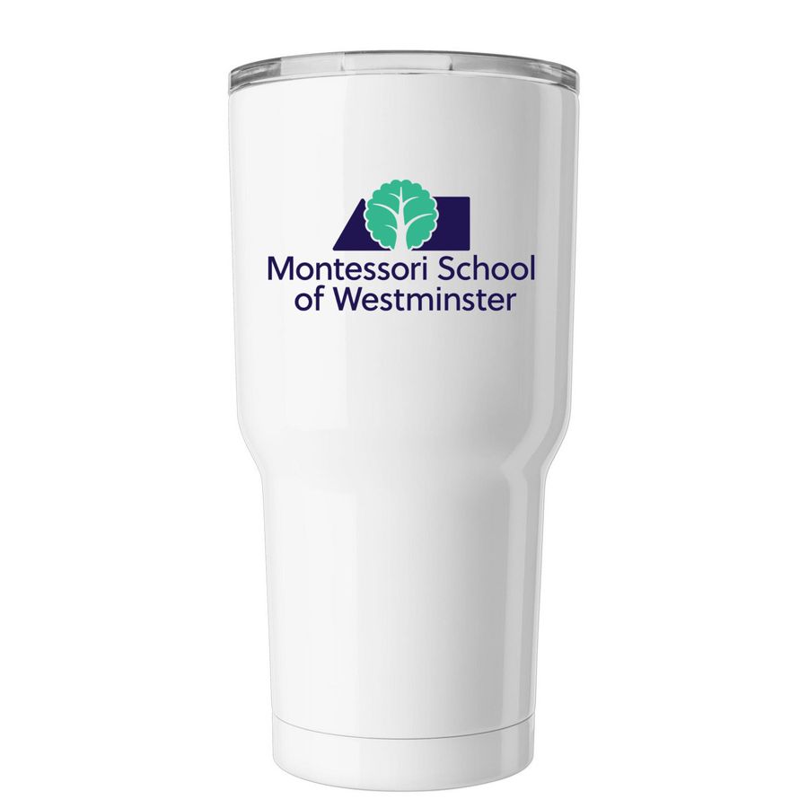 Tumbler: MSW Logo, a White Insulated Tumbler (back-view)
