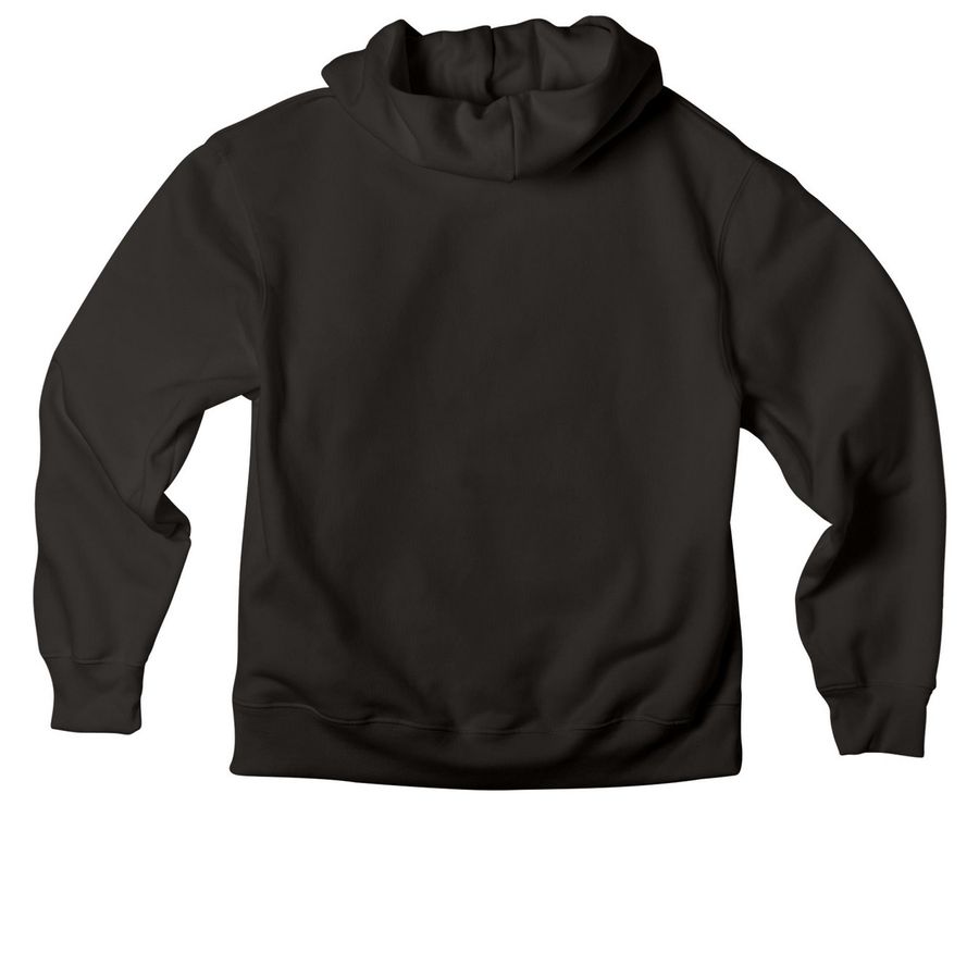 Adult Hoodie, a Black Premium Heavyweight Pullover Hoodie (back-view)