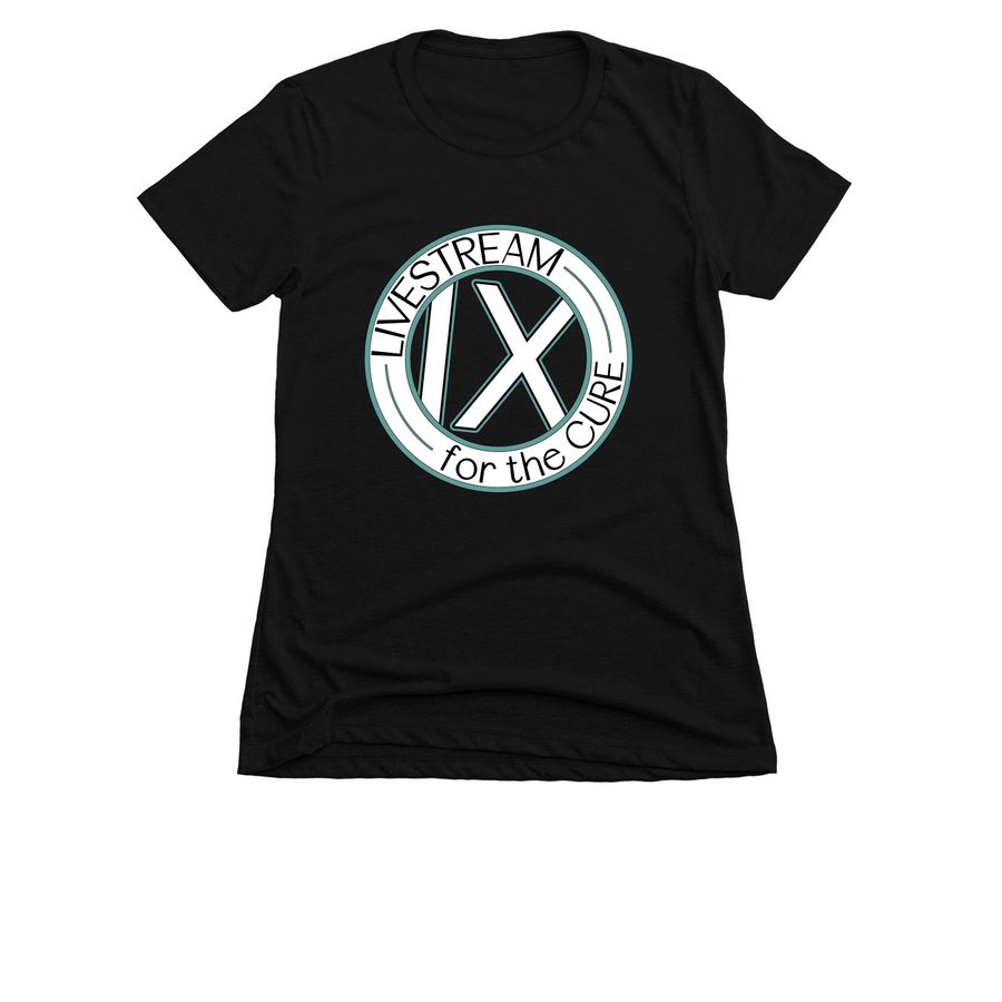 Livestream for the Cure IX Women's Apparel, a Black Women's Slim Fit Tee