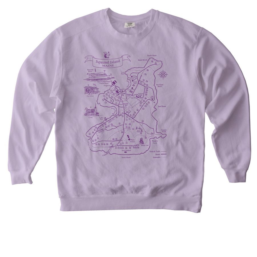 2026 Purple Squirrel Island Map Crewneck, a Orchid Comfort Colors Crewneck Sweatshirt