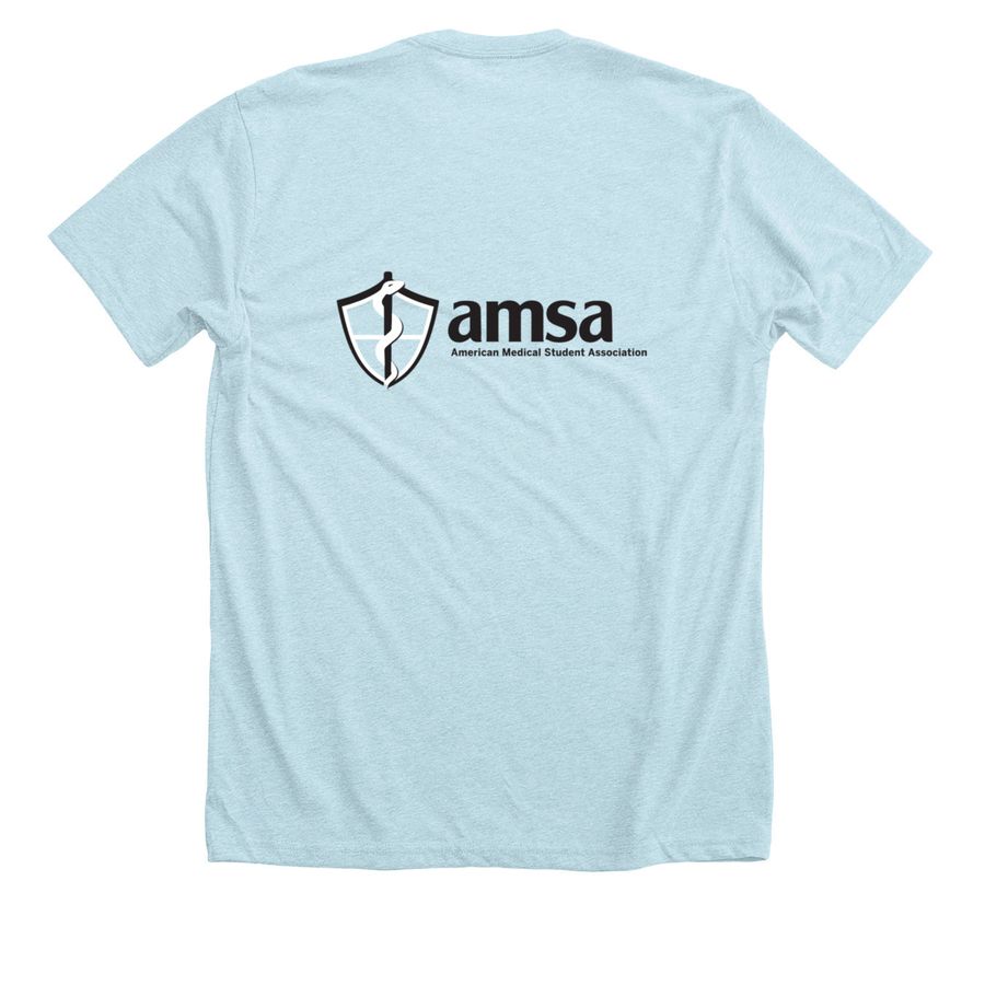 amsa shirt, a Heather Ice Blue Premium Unisex Tee (back-view)