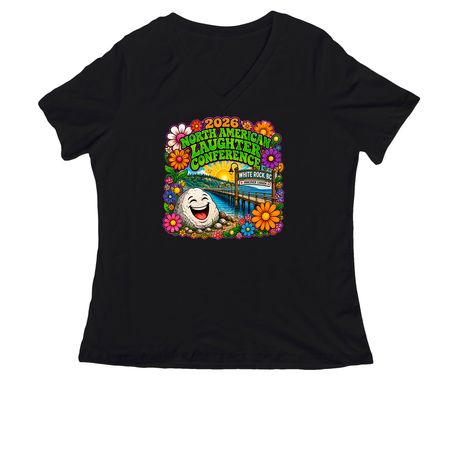 Laughter Groove at White Rock, a Black Women's Relaxed V-Neck Tee