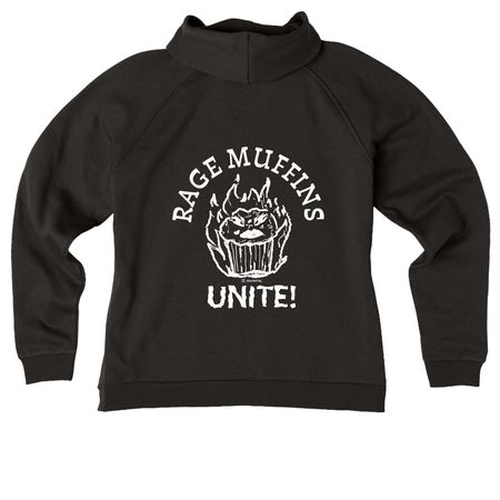 Toasty Rage Muffins Unite!, a Deep Black Allmade Women?s Organic CVC Zip-Up Hoodie