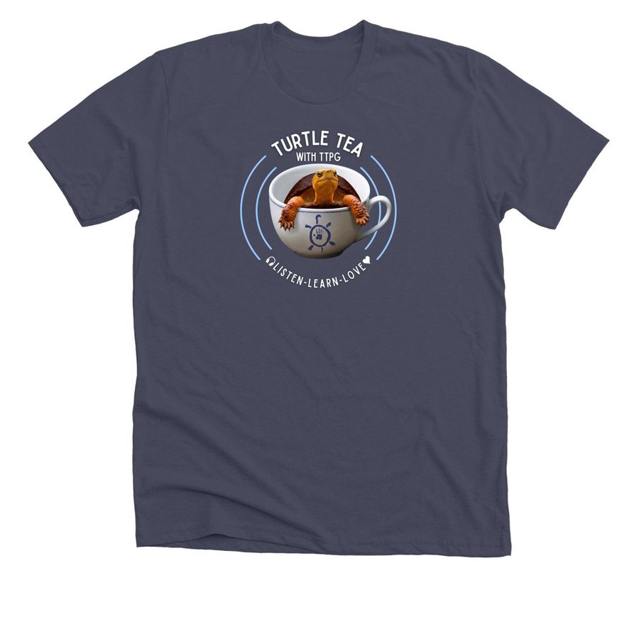 Turtle Tea with TTPG, a Heather Midnight Navy Premium Unisex Tee