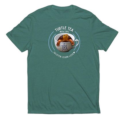Turtle Tea with TTPG, a Deep Sea Green Allmade Eco Triblend Unisex Tee
