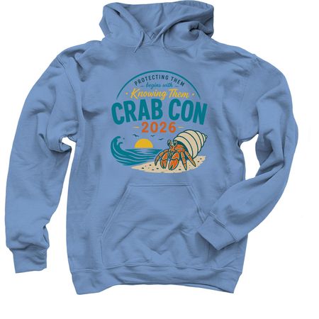 Crab Con Specialty Shirt, a Carolina Blue Pullover Hoodie