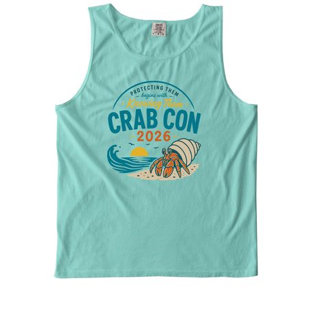 Crab Con Specialty Shirt, a Chalky Mint Comfort Colors Tank Top