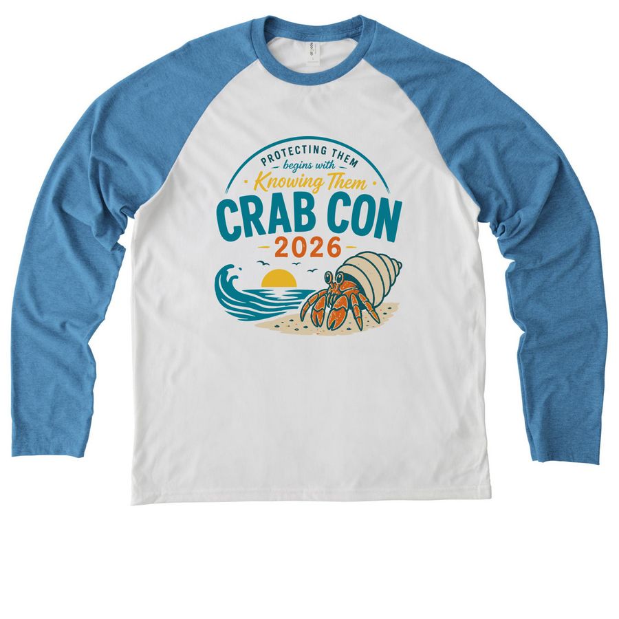 Crab Con Specialty Shirt, a Azure Blue/ Bright White Allmade Eco Triblend Colorblock Raglan Long Sleeve Tee