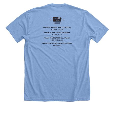 49th Skate Tournament Merch, a Heather Carolina Blue Premium Unisex Tee (back-view)