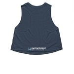 Kona Indivisible Tank Tops, a Heather Navy Women's Cropped Racerback Tank (back-view)