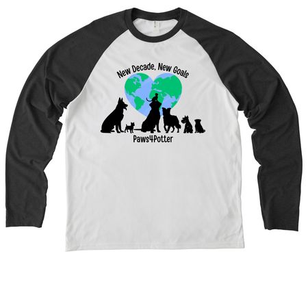 Paws4Potter's 11th Annual Dog Walk, a Space Black/ Bright White Allmade Eco Triblend Colorblock Raglan Long Sleeve Tee